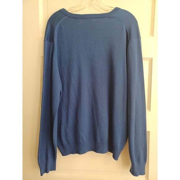 Allen Solly blue silkblend Vneck sweater mens M pullover classic golf office - Picture 5 of 8